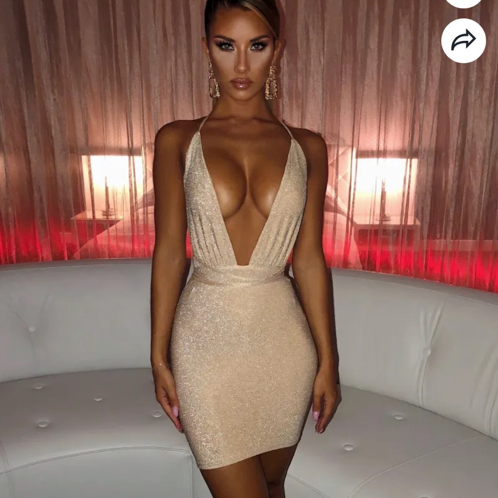 Baby boo Capri Mini Dress - Gold Sparkle